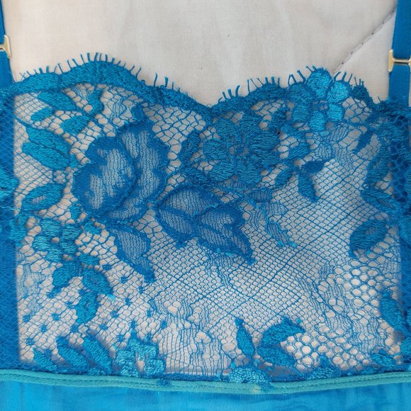 NEW La Perla Desert Rose Blue Organza Pyjama Top & Bottom With Lace & Embroidery - Picture 15 of 16